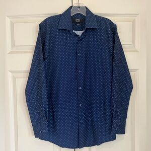 Jones New York Signature Slim Fit Navy Button Down Shirt, Size Small